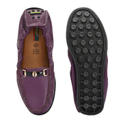 Women Premium Leather Purple Formal Slip On Flexible Loafer (W-Flexy-08-Purple)