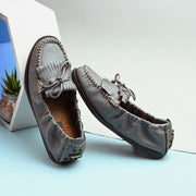 Women Premium Leather Slip On Loafer (W-Flexy-15-Metalic-Grey)