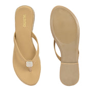 Women Slip-On Thong Flats (W-KE-01-BEIGE)
