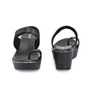 Women Platform Wedge Toe-Ring Slip On (W-KE-06-BLACK)