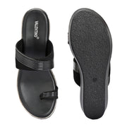 Women Platform Wedge Toe-Ring Slip On (W-KE-06-BLACK)