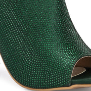 Women Crystal Embellished Block-Heel Mules (W-KI-06-GREEN)