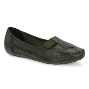Women Premium Leather Loafer (W-MT-02-Olive)