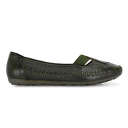 Women Premium Leather Loafer (W-MT-02-Olive)