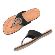 Women Slip-On Toe Post Thong Flats (W-MT-11-BLACK)