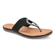 Women Slip-On Toe Post Thong Flats (W-MT-11-BLACK)