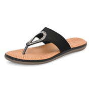 Women Slip-On Toe Post Thong Flats (W-MT-11-BLACK)