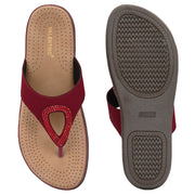 Women Slip-On Toe Post Thong Flats (W-MT-11-CHERRY)