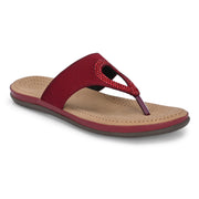 Women Slip-On Toe Post Thong Flats (W-MT-11-CHERRY)