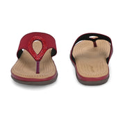 Women Slip-On Toe Post Thong Flats (W-MT-11-CHERRY)