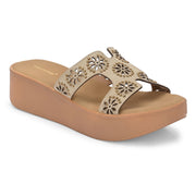Women Embellished Platform Slides (W-MT-28-BEIGE)