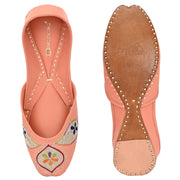Women Peach Embroidered Ethnic Jutti (W-PD-10-PEACH)