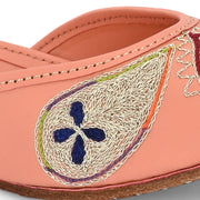 Women Peach Embroidered Ethnic Jutti (W-PD-10-PEACH)