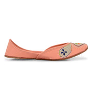 Women Peach Embroidered Ethnic Jutti (W-PD-10-PEACH)