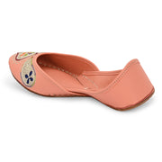 Women Peach Embroidered Ethnic Jutti (W-PD-10-PEACH)