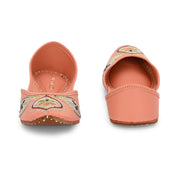 Women Peach Embroidered Ethnic Jutti (W-PD-10-PEACH)