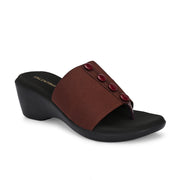 Women Wedge Slide Sandals (W-RST-035B-BROWN)