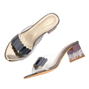 Women Transparent Slip-on Block Heel (W-RST-054-GUNMETAL)