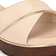 Women Block Heel Slip-On Sandals (W-RST-057A-BEIGE)