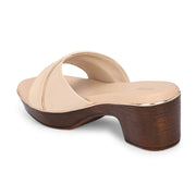 Women Block Heel Slip-On Sandals (W-RST-057A-BEIGE)