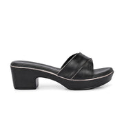 Women Block Heel Slip-On Sandals (W-RST-057A-BLACK)