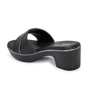 Women Block Heel Slip-On Sandals (W-RST-057A-BLACK)
