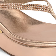 Women Partywear Stone Embellished V Strap Wedge Slippers (W-RST-079-SULTAN)