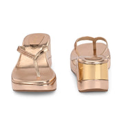 Women Partywear Stone Embellished V Strap Wedge Slippers (W-RST-079-SULTAN)