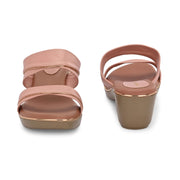 Women Double Strap Wedge Sandals – Casual & Office Wear (W-RST-082-PEACH)