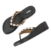 Women Black Embellished Platform Sandals – Festive & Ethnic Wear (W-RST-086-BLACK)