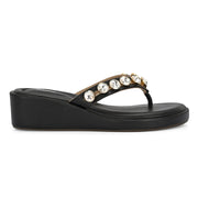 Women Black Embellished Platform Sandals – Festive & Ethnic Wear (W-RST-086-BLACK)
