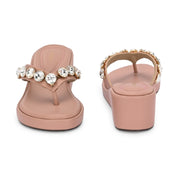 Women Peach Embellished Platform Sandals – Festive & Ethnic Wear (W-RST-086-PEACH)