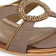 Women Party Wear Kitten Heel Sandals with Embellished Ring (W-RST-109-ANTIQUE)