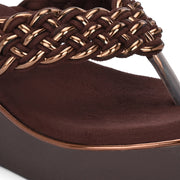 Women Braided Platform Wedge Thong Sandals (W-RST-113-BROWN)