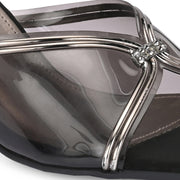 Women Clear Strap Block Heel Sandal (W-RST-120-GUNMETAL)