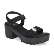 Women Urban Chunky Block Heel Sandal (W-RST-128-BLACK)
