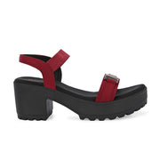 Women Urban Chunky Block Heel Sandal (W-RST-128-CHERRY)