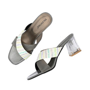Women Cross Strap Block Heels (W-SHI-111-GREY)