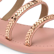 Women Triple Strap Ethnic Flats (W-SHI-113-NUDE)