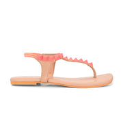 Women Pink T-Strap Low-Heeled Sandals (W-SHI-115-PINK)