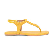 Women Yellow T-Strap Low-Heeled Sandals (W-SHI-115-YELLOW)