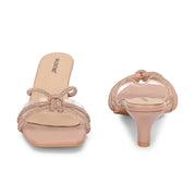 Women Knot Strap Kitten Heels (W-SHI-120-ROSEGOLD)