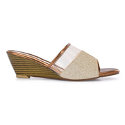 Women Gold Slip-On Wedge Heels (W-SHI-74-GOLD)