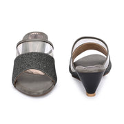 Women Slip-On Wedge Heels (W-SHI-74-GUNMETAL)