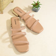 Women Triple Strap Ethnic Flats (W-SHI-83-GOLD)
