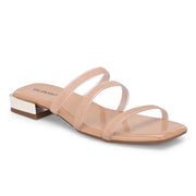 Women Triple Strap Ethnic Flats (W-SHI-83-GOLD)