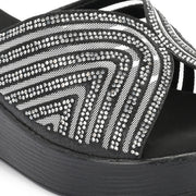 Women Black Sparkle Wedge Heels (W-TLC-048A-BLACK)