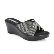 Women Black Sparkle Wedge Heels (W-TLC-048A-BLACK)