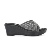 Women Black Sparkle Wedge Heels (W-TLC-048A-BLACK)