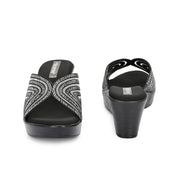 Women Black Sparkle Wedge Heels (W-TLC-048A-BLACK)